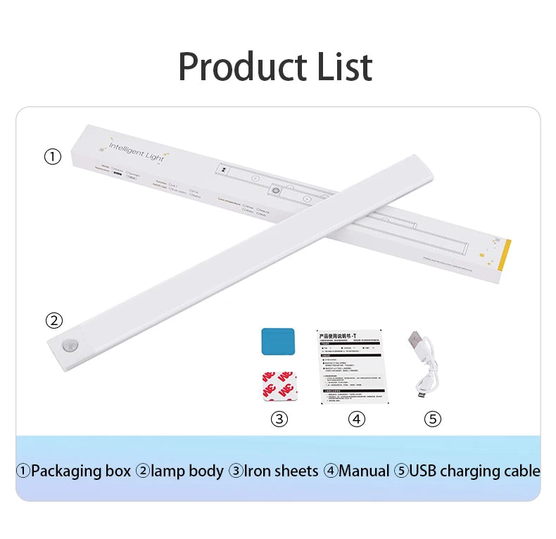 Ultra-Thin Magnetic LED Motion Sensor Cabinet Light - Type-C Rechargeable & Dimmable