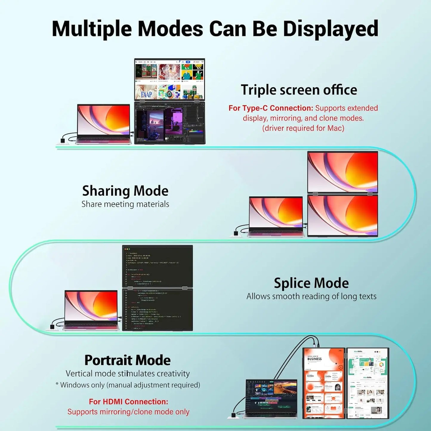 15.6" Dual Portable Laptop Monitor - 1080P FHD Stacked Screen Extender