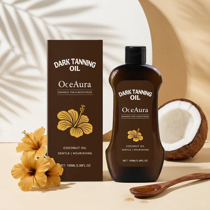 OceAura Coconut Dark Tanning Oil for Deep Bronze Tan & Skin Hydration
