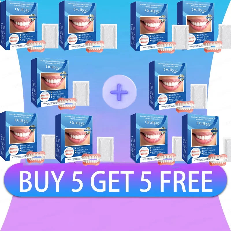 Natural Silicone Cosmetic Dentures - Instant Smile Comfort Fit Teeth Veneers - 7