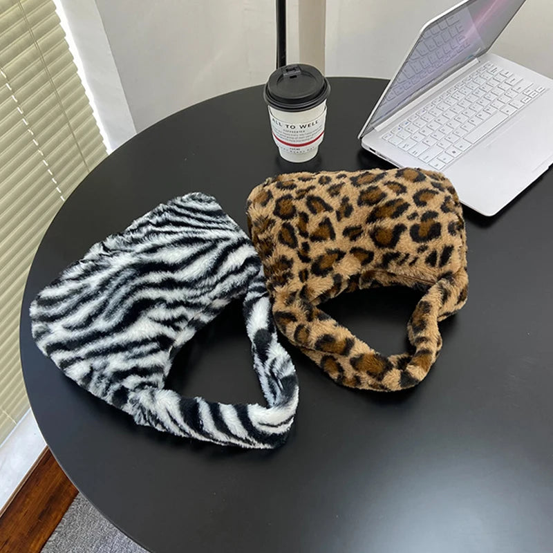 Luxury Plush Leopard Handbag