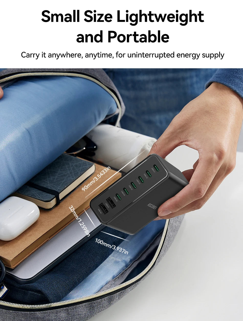200W 8-Port USB-C Desktop Fast Charging Station for Laptops & Phones - 19