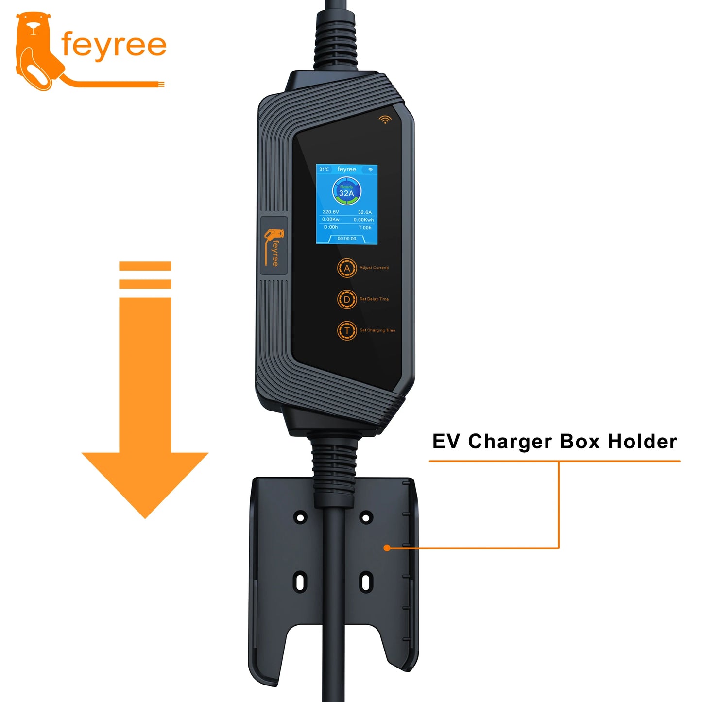 7kW Smart Portable EV Charger Type 2 - Wi-Fi App Control & Adjustable Amps