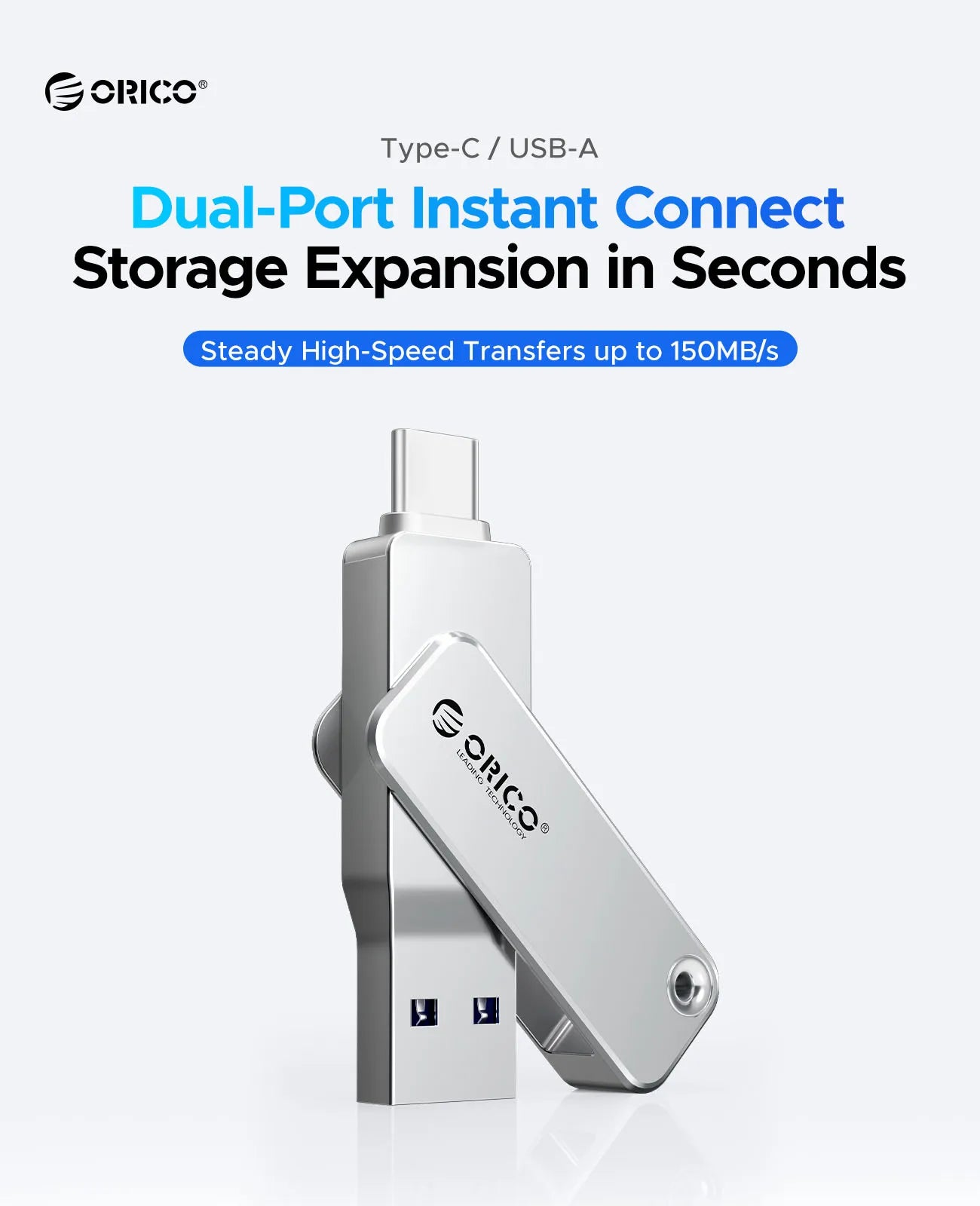 Dual USB-C & USB-A High-Speed Flash Drive - Durable Metal Storage for All Devices - 7
