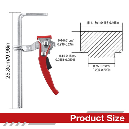 Quick Release Ratchet Guide Rail Clamp for MFT Tables and Track Saws
