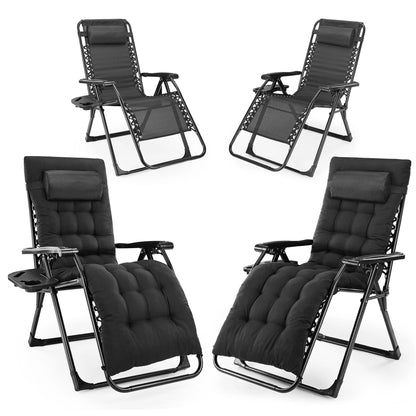 Zero Gravity Recliner Chair - Foldable Outdoor Patio Lounger with Cushion