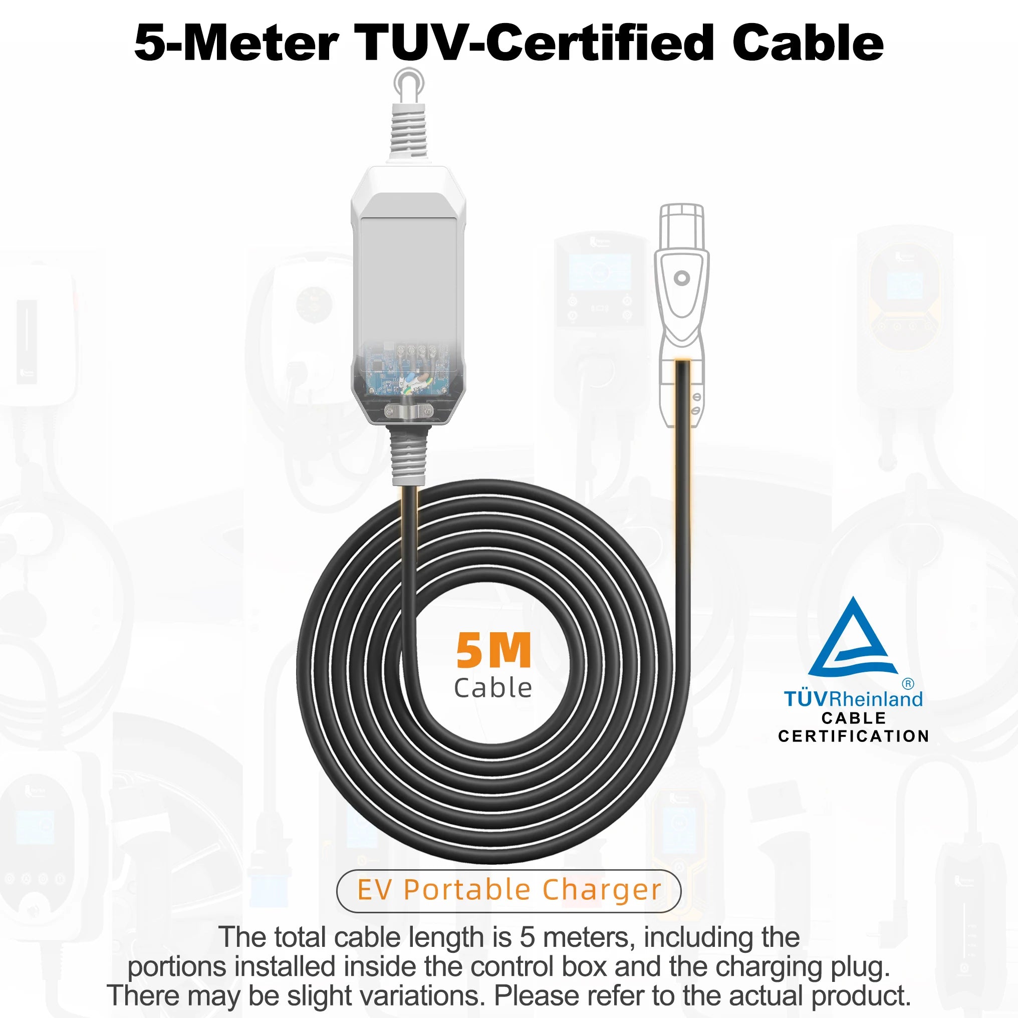 Portable 3.5KW Tesla EV Charger - NACS Plug Fast Charging Cable 5M - 17