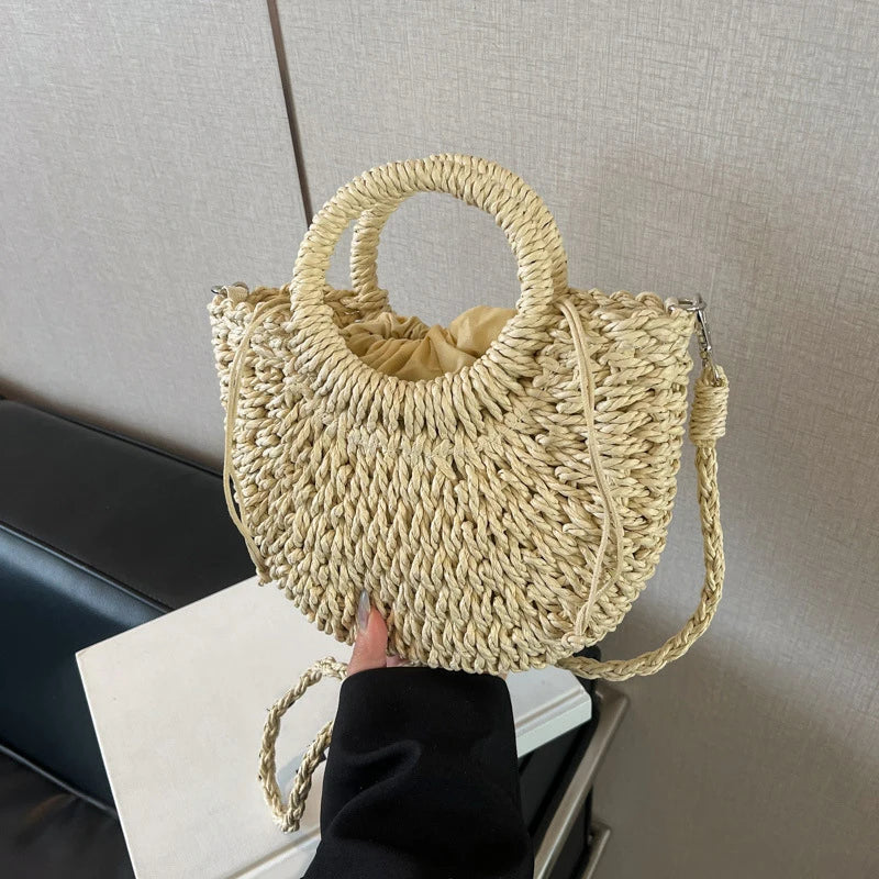 Luxury Orange Straw Handbag