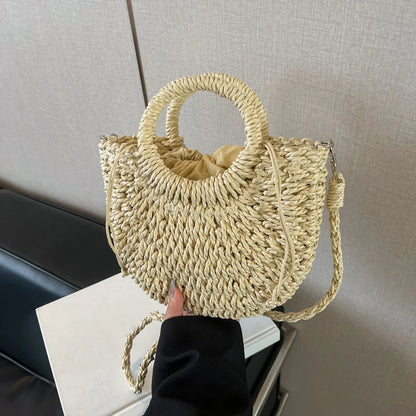 Luxury Orange Straw Handbag