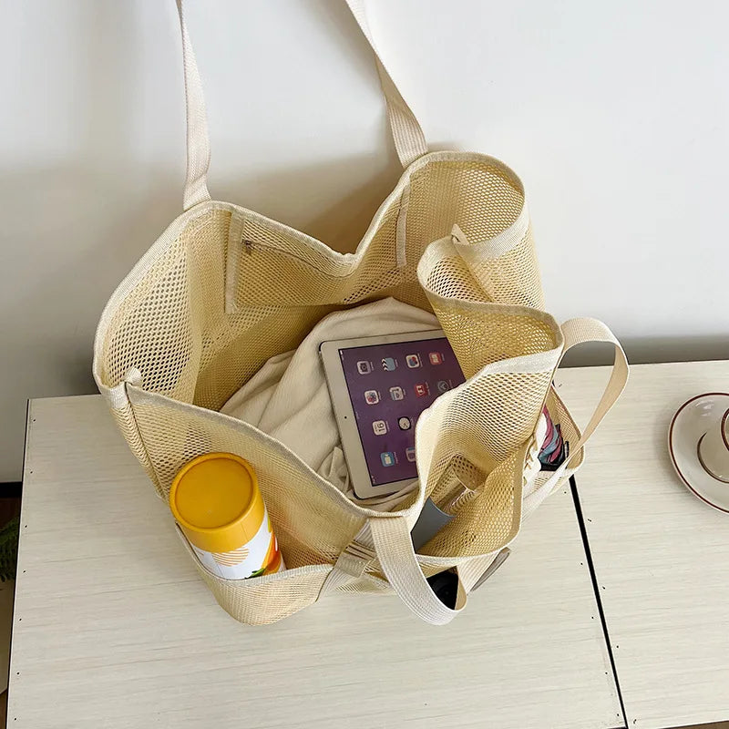 Luxury Canvas Mesh Beach Tote