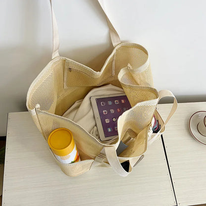 Luxury Canvas Mesh Beach Tote