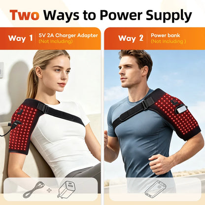 Electric Heated Shoulder Brace with Red Light Therapy for Pain Relief