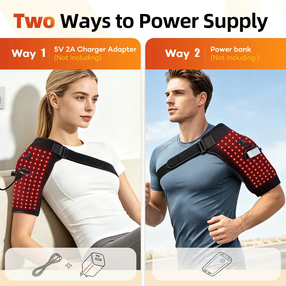 Electric Heated Shoulder Brace with Red Light Therapy for Pain Relief - 4