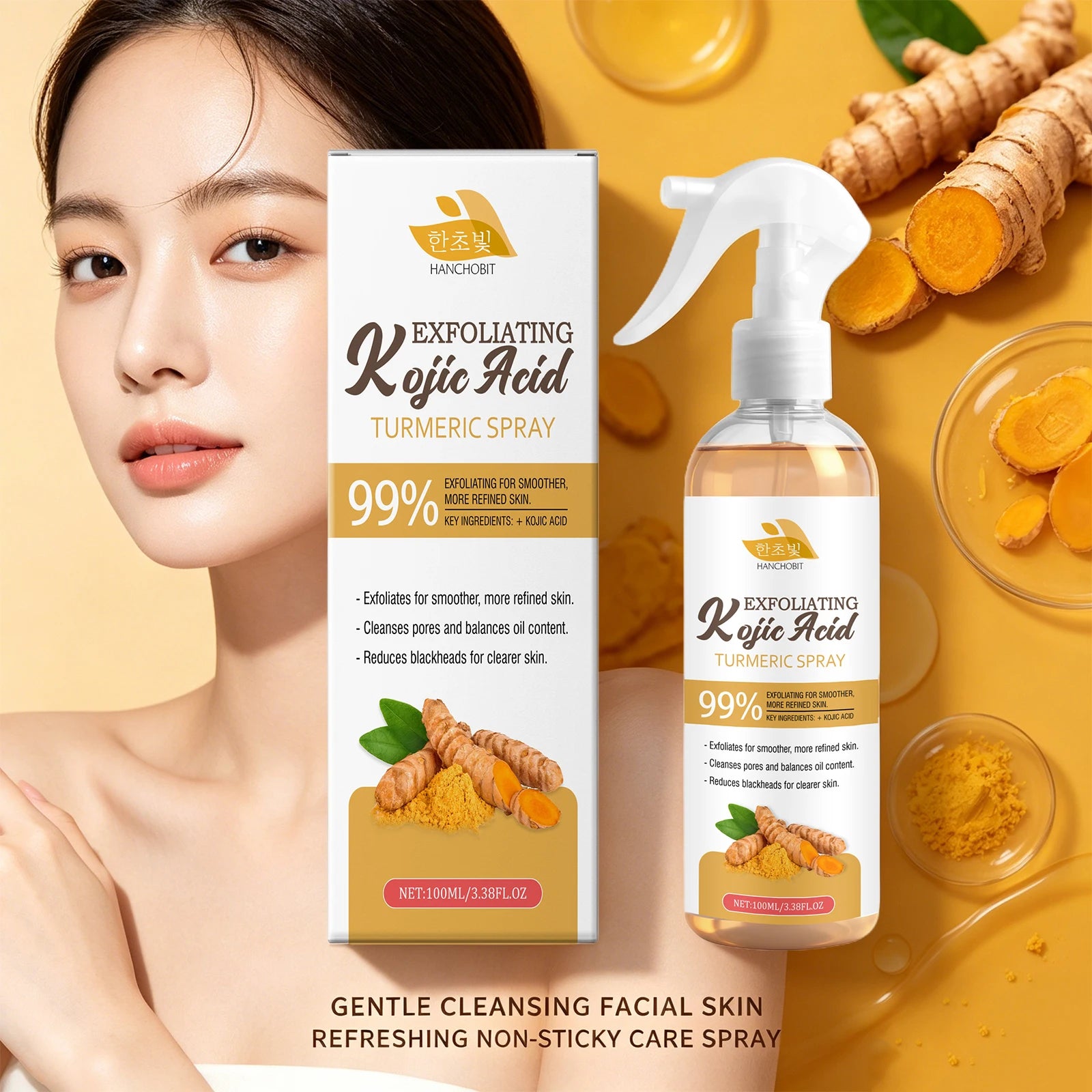 Kojic Acid Turmeric Exfoliating Facial Spray for Pore Cleansing & Brightening - 4