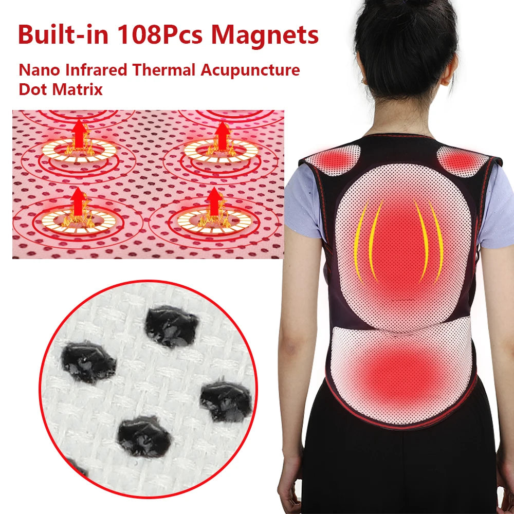 Self-Heating Tourmaline Magnetic Back & Waist Support Brace for Pain Relief