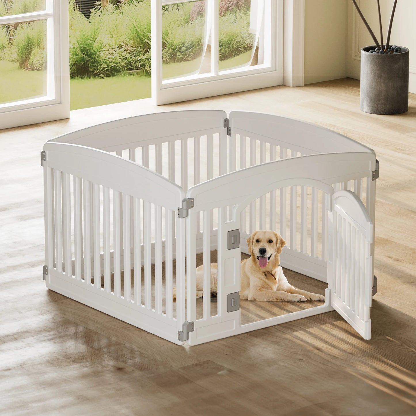 Portable Plastic Dog Playpen - Expandable 6-Panel Indoor & Outdoor Pet Fence