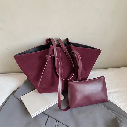 Luxury Retro Suede Shoulder Tote