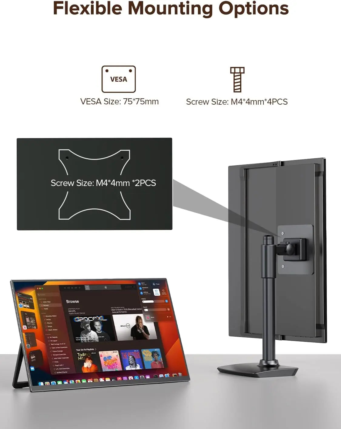 16" FHD Portable Touch Monitor IPS 1200P Display with Kickstand & VESA