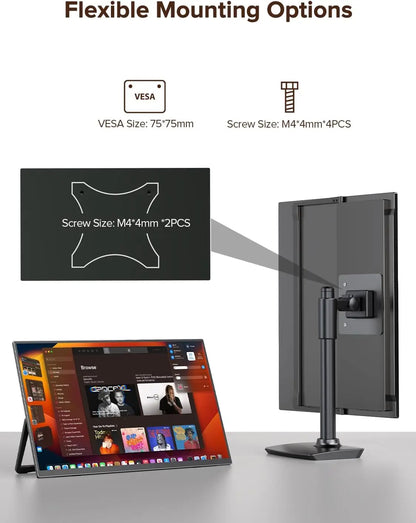 16" FHD Portable Touch Monitor IPS 1200P Display with Kickstand & VESA