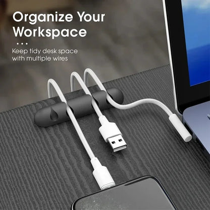 Self-Adhesive Silicone Cable Organizer Clips for Desk & Office Cord Management