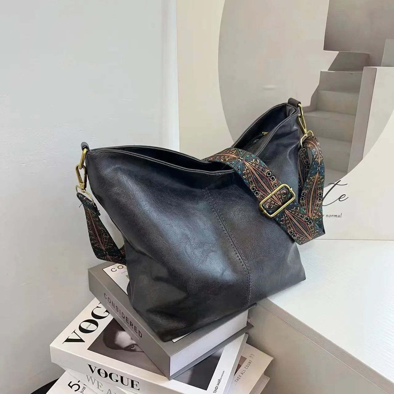 Luxury Vintage Leather Bucket Bag