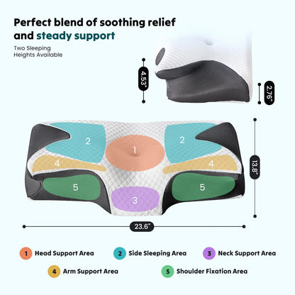Ergonomic Memory Foam Cervical Pillow for Neck Pain Relief & Cooling