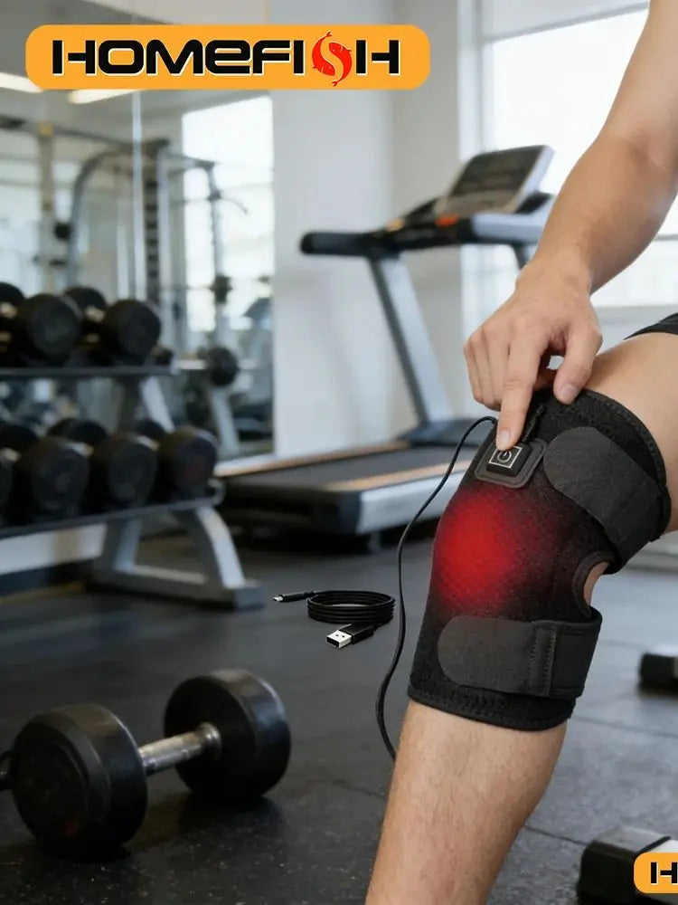 USB Heated Knee Pad - Adjustable Warming Brace for Pain Relief - 6