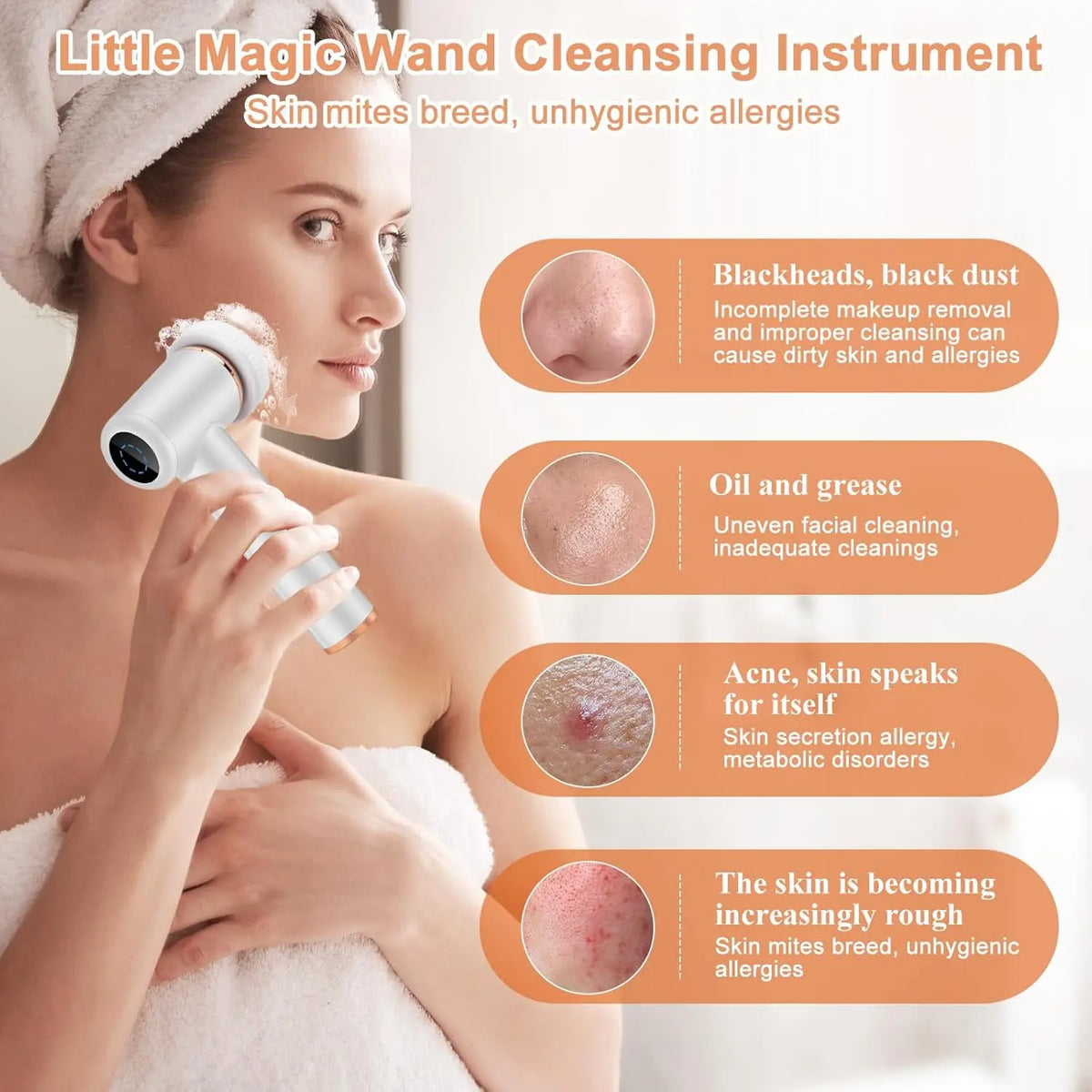 4-in-1 Waterproof Electric Facial Cleansing Brush & Exfoliating Massage Device