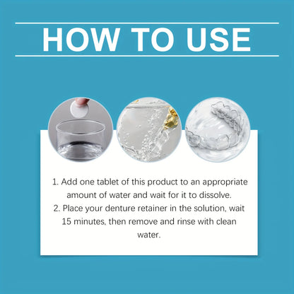 Effervescent Denture Cleaning Tablets for Deep Stain & Odor Removal