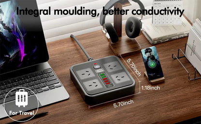 10-in-1 AU Power Board with 5 USB & 1 Type-C Ports – Surge Protected