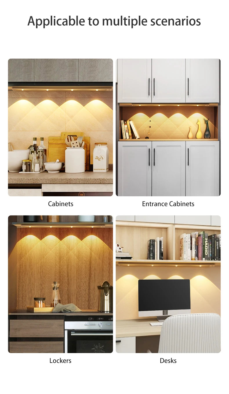 Ultra-Thin Motion Sensor Cabinet Light - Rechargeable Dimmable LED Under Counter Lighting