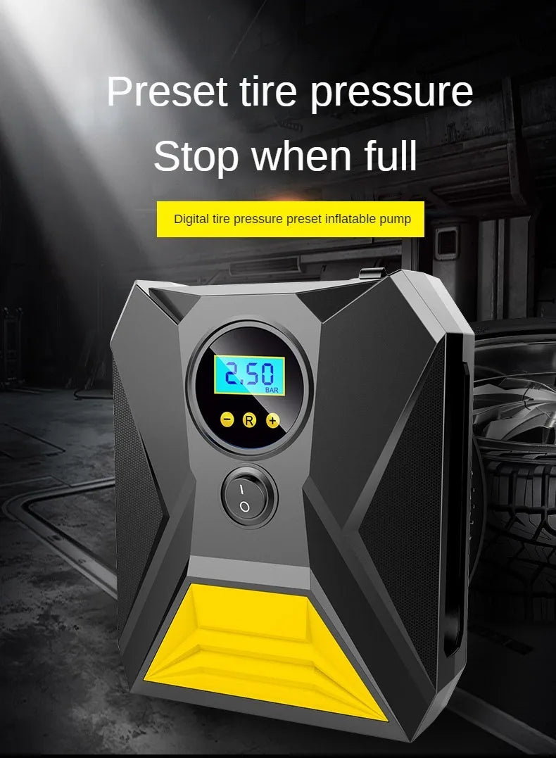 Portable 12V Car Tire Inflator - 150PSI Digital Air Compressor