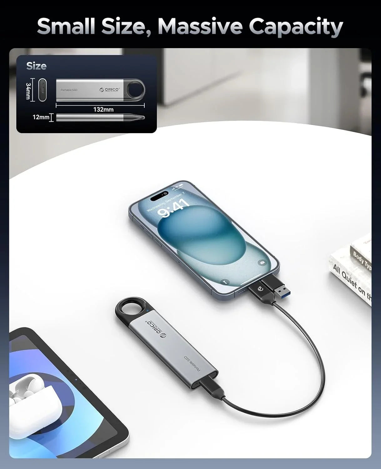 ORICO Portable External SSD - High-Speed 1TB Solid State Drive for Gaming - 3
