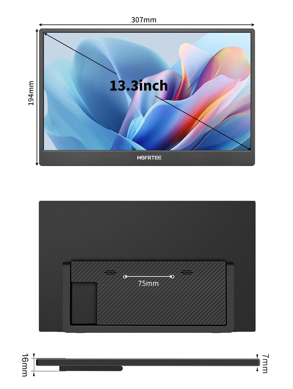 13.3" 4K Portable Monitor - Ultra-HD HDR Display for Laptop, PS5 & Xbox