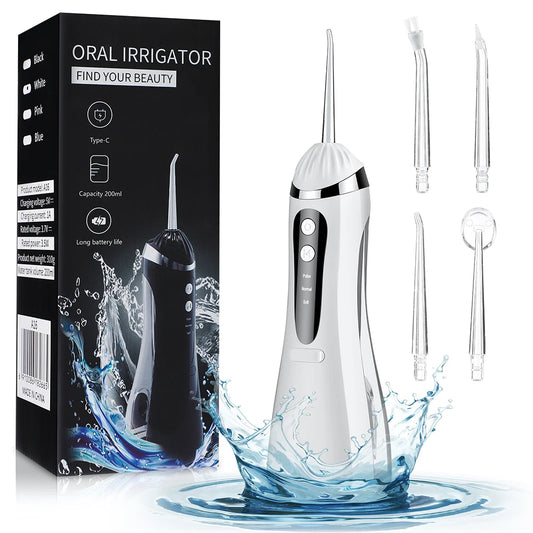 Portable Cordless Water Flosser - Rechargeable Dental Oral Irrigator for Teeth