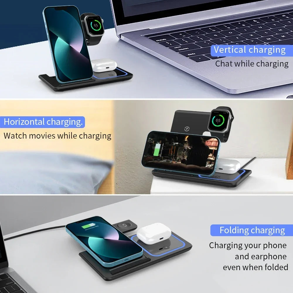 3-in-1 Foldable Wireless Charging Station for iPhone, Apple Watch & AirPods - 17