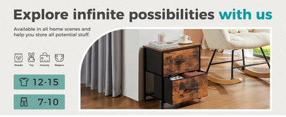 Modern 2-Drawer Nightstand with Fabric Storage Drawers – Bedroom Side Table