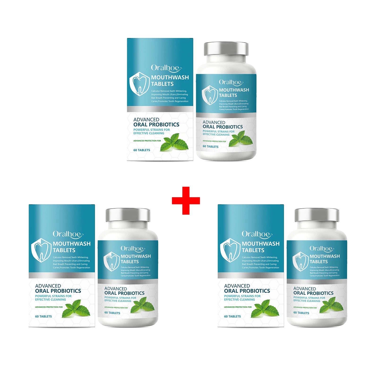 Probiotic Teeth Whitening Mouthwash Tablets for Fresh Breath & Oral Care - 14