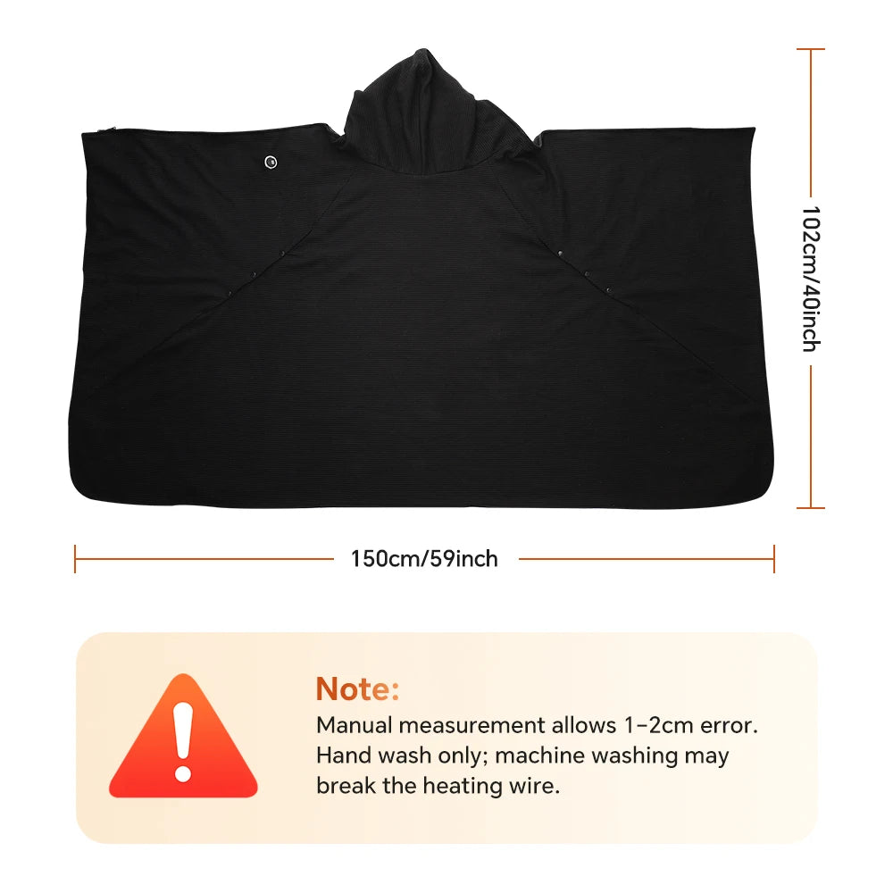 Graphene Heated Hooded Wearable Shawl Blanket with 3 Adjustable Temperature Settings - 17
