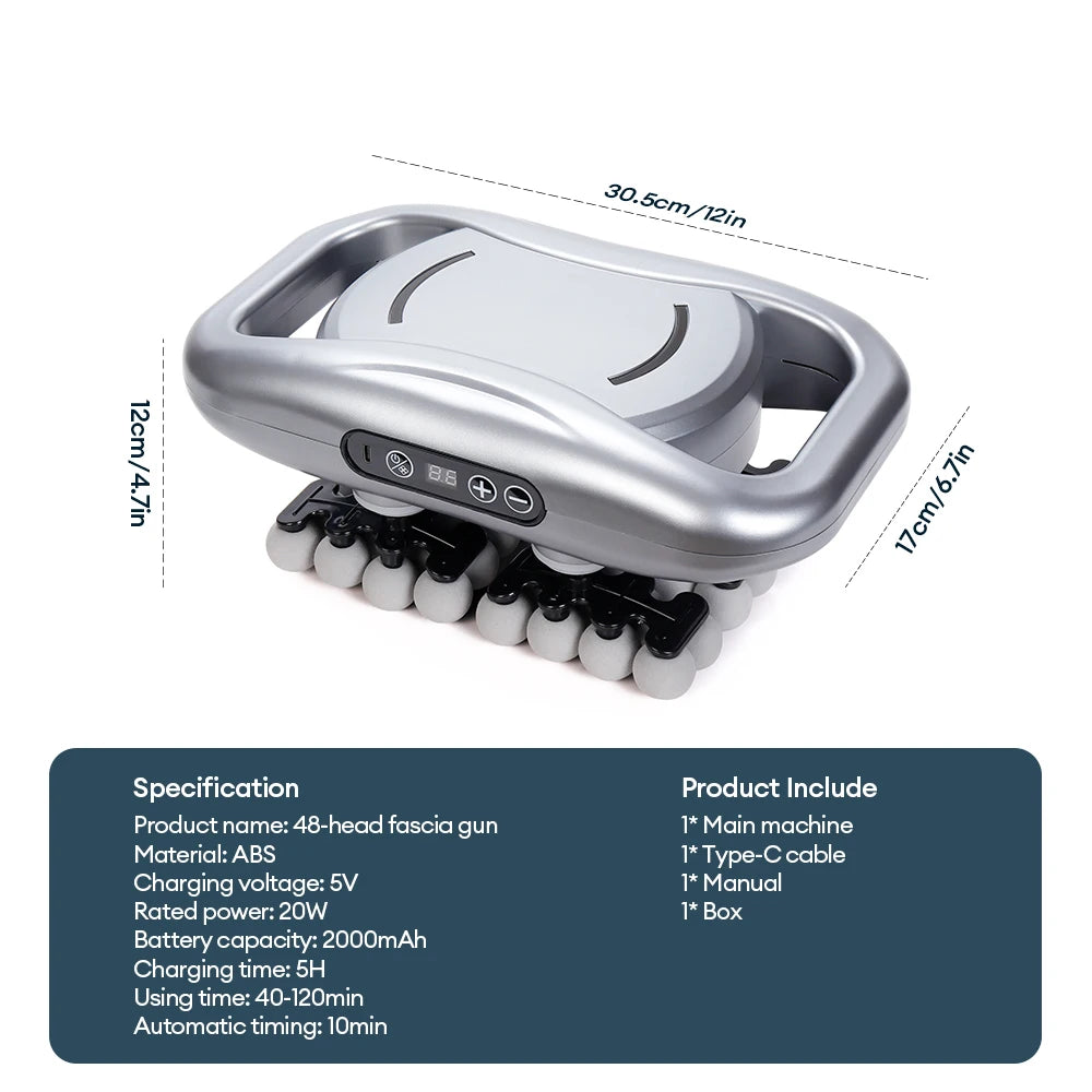 48-Head Deep Tissue Fascia Massager for Full Body Muscle Relief