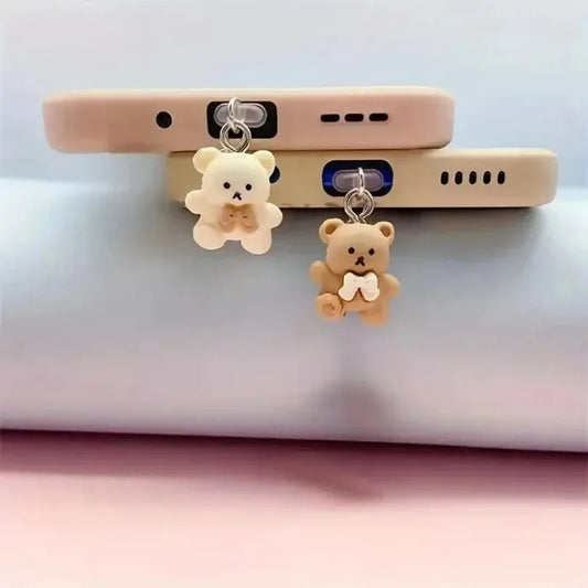Cute Bear Phone Charging Port Dust Plug & Protection Charm