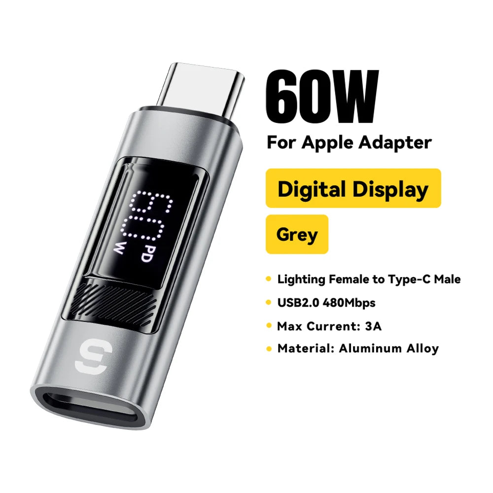 Universal Type-C to Lightning OTG Adapter 60W Fast Charging Converter - 23