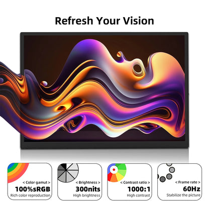 16" Portable Monitor 1920x1200 IPS Travel Display for Laptop & Gaming