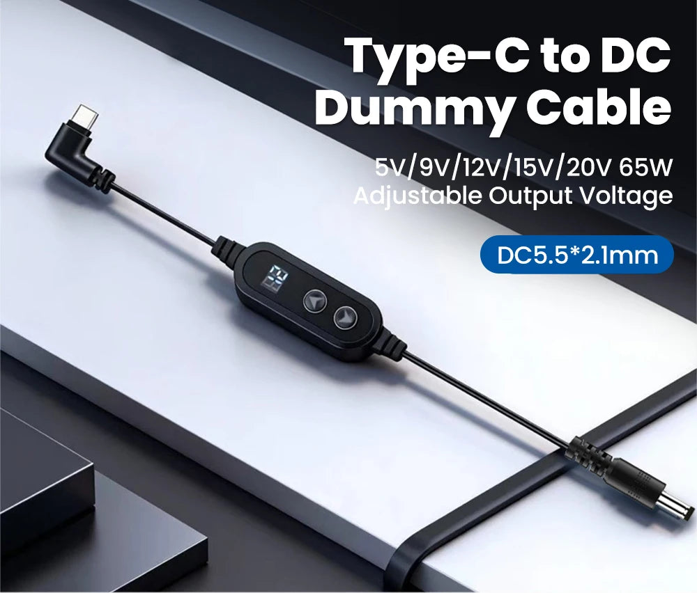 USB-C to DC Fast Charging Power Boost Cable - 5V/9V/12V/15V/20V Adapter - 7