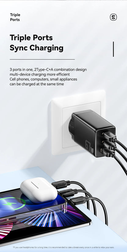Essager 67W GaN USB-C Fast Wall Charger - Multi-Port Power Adapter