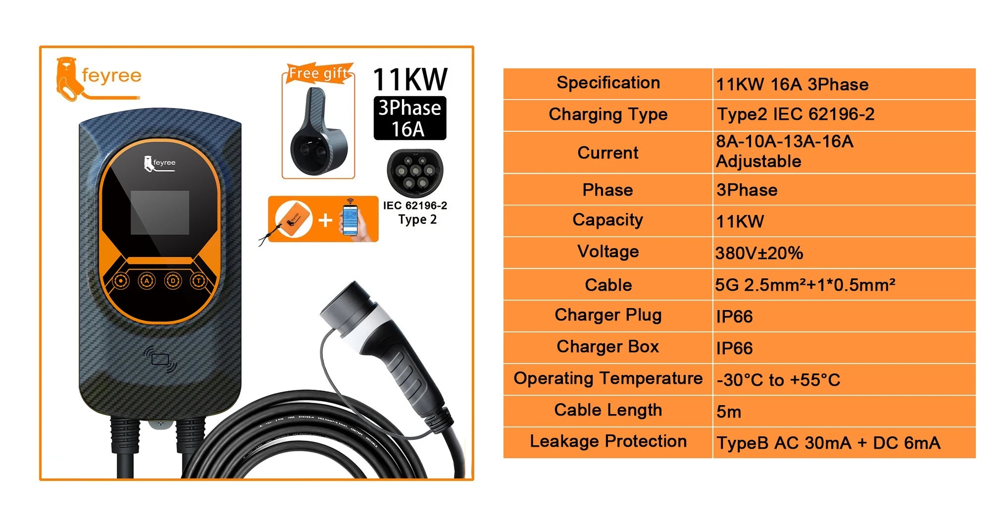 Smart EV Wallbox Charger - Adjustable 32A WiFi Electric Vehicle Station - 9