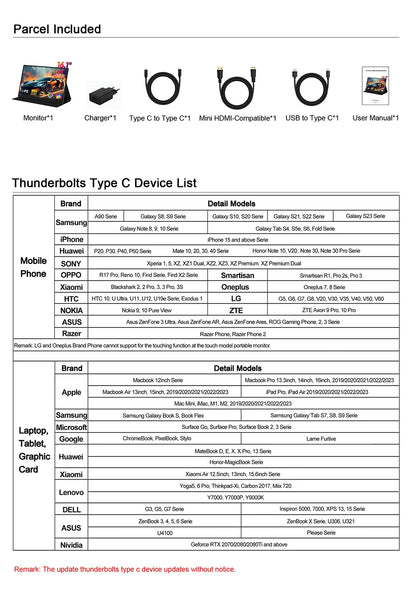 16.1" 144Hz Portable Gaming Monitor - 100% sRGB FHD Ultrathin IPS Display
