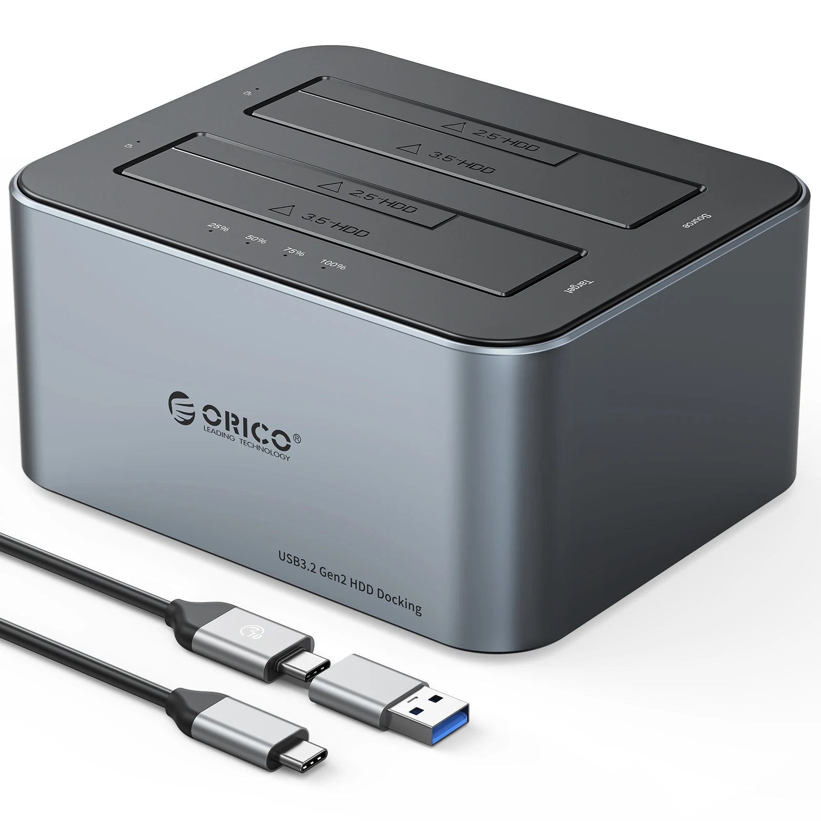 ORICO Dual Bay HDD Docking Station - USB 3.0 Offline Clone for SATA SSD - 20