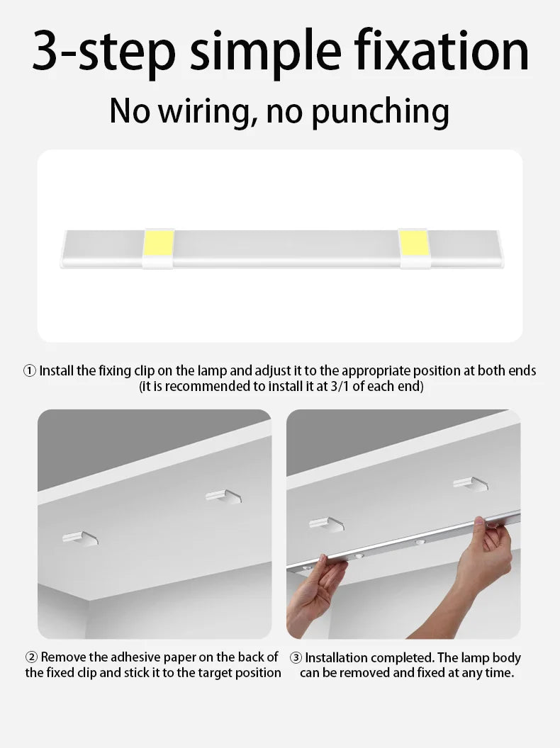Ultra-Thin Motion Sensor Cabinet Light - Rechargeable Dimmable LED Under Counter Lighting
