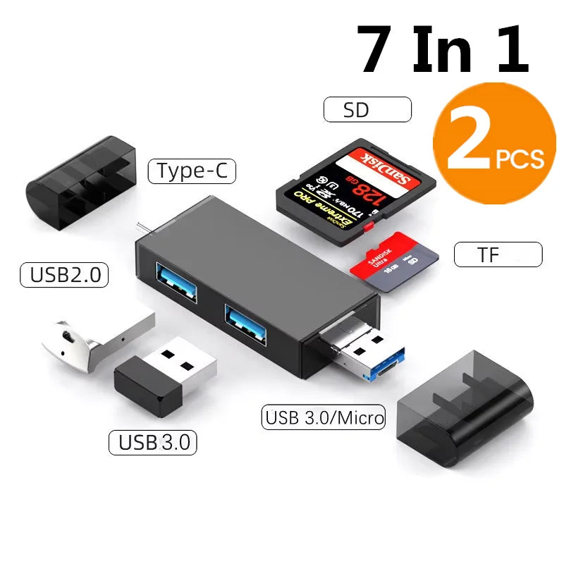 7-in-1 Universal USB 3.0 Memory Card Reader & Type-C OTG Adapter - 15